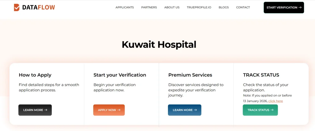 Step by step screenshot of Kuwait of Official Dataflow Portal