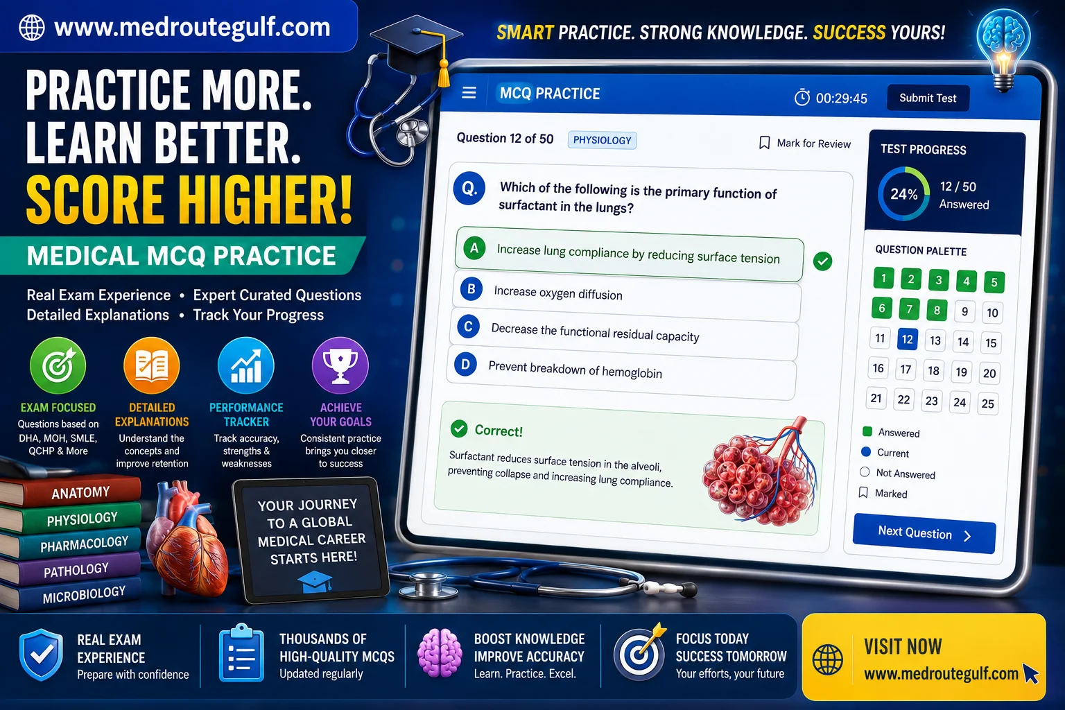 OMSB exam MCQ practice questions on computer screen - essential for OMSB exam preparation