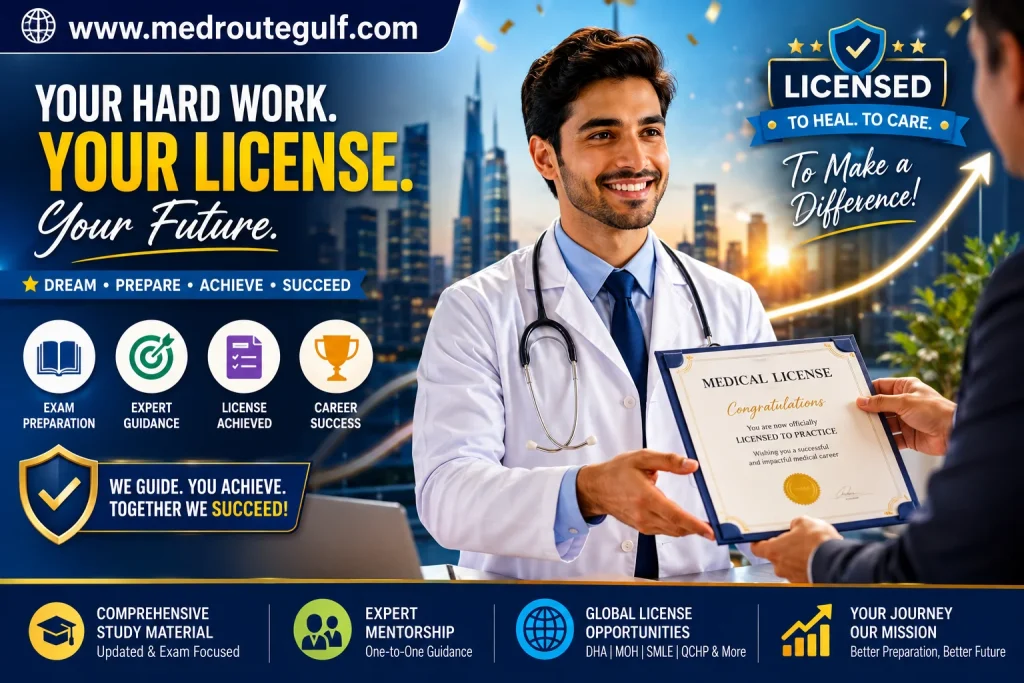 Doctor receiving OMSB license to practice in Oman - OMSB exam preparation success story