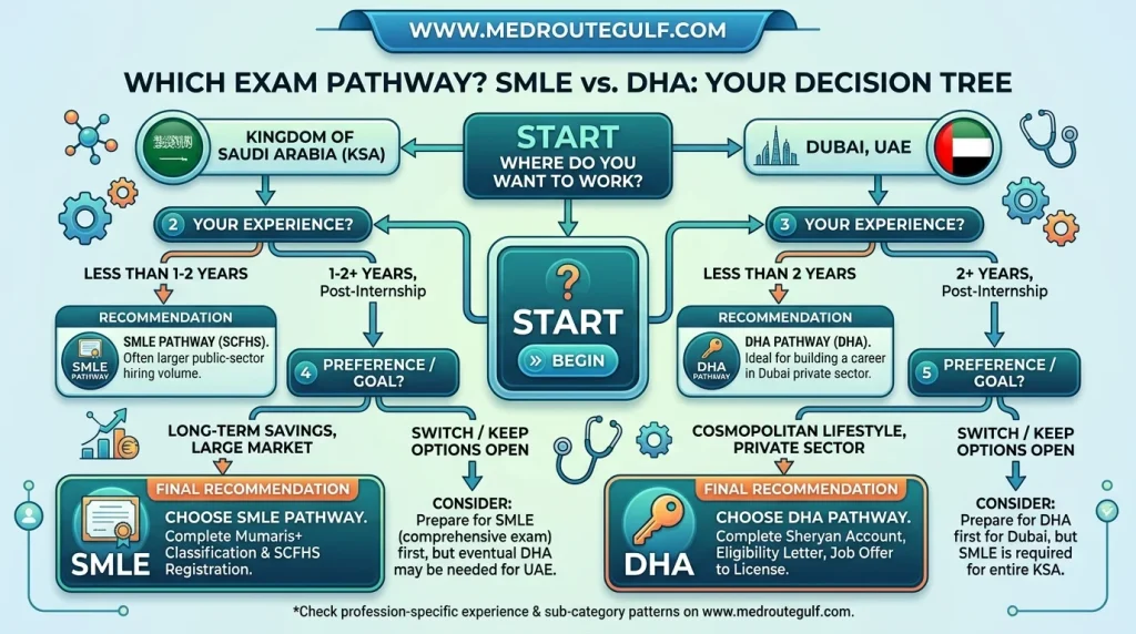 SMLE or DHA which is easier decision tree for international medical graduates